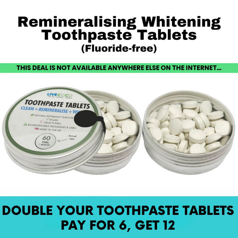 Double Your Order for 24 Hours! Remineralising & Whitening Toothpaste Tablets Peppermint, Fluoride-Free