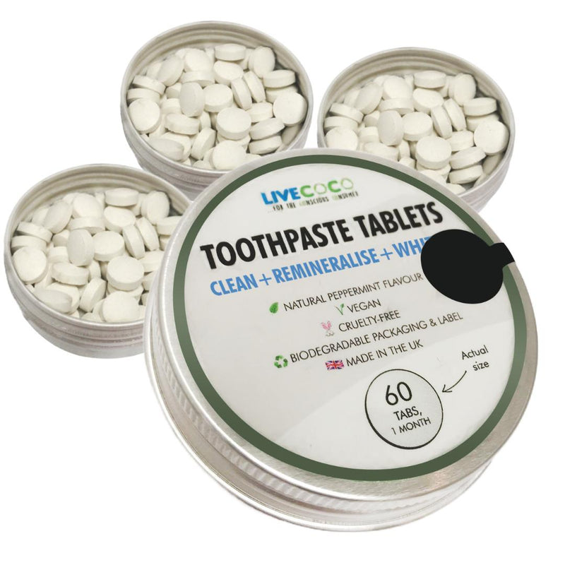 Wasted Toothpaste Zero Waste Toothpaste Tablets - Fresh Peppermint - Plastic Free – LiveCoco